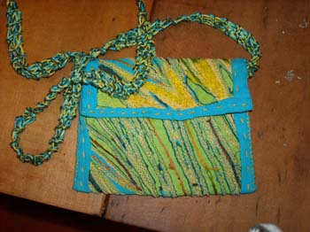 cotton applique & embroidery fully lined purse